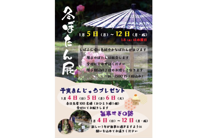 冬ぼたん展＆無事すぎの路（神戸市立相楽園）